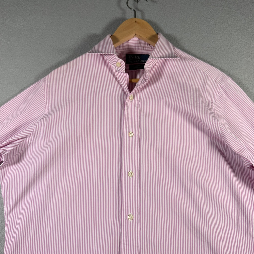 Polo Ralph Lauren Regent Classic Fit Striped Shirt Pink White 15.5 34/35 Mens - Picture 4 of 13